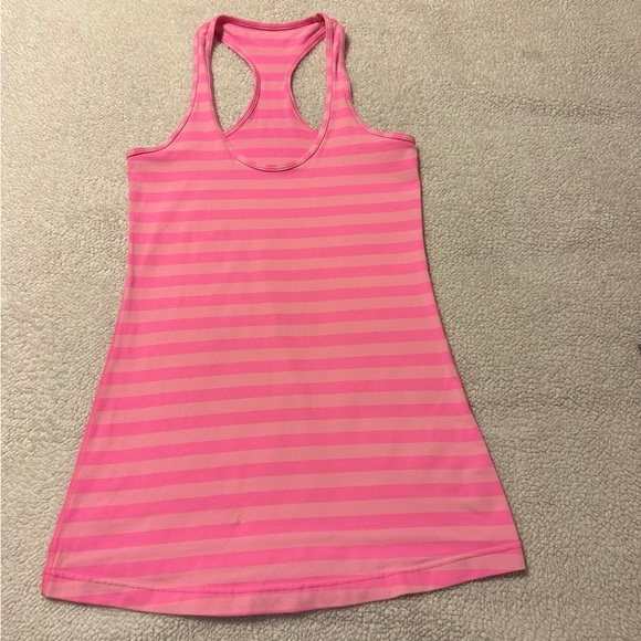 Lululemon Cool Racerback Tank Top Apex Stripe Zing Pink Light - Picture 3 of 9